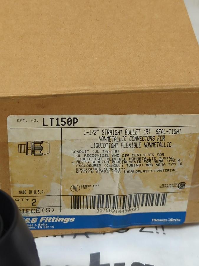 THOMAS & BETTS,LT150P,STRAIGHT CONDUIT CONNECTOR 1-1/2 INCH BOX OF 2