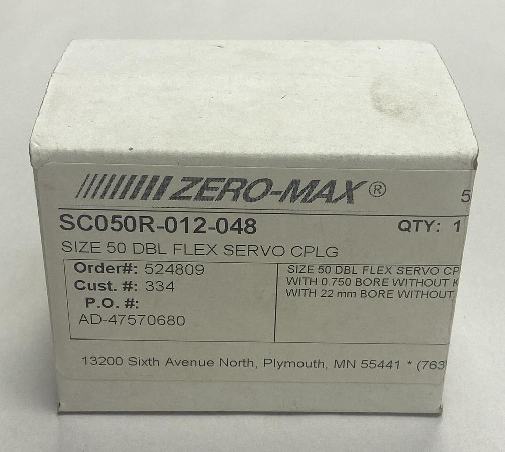 Zero-Max,SC050R-012-048,Size 50 DBL Flex Servo Coupling NOS