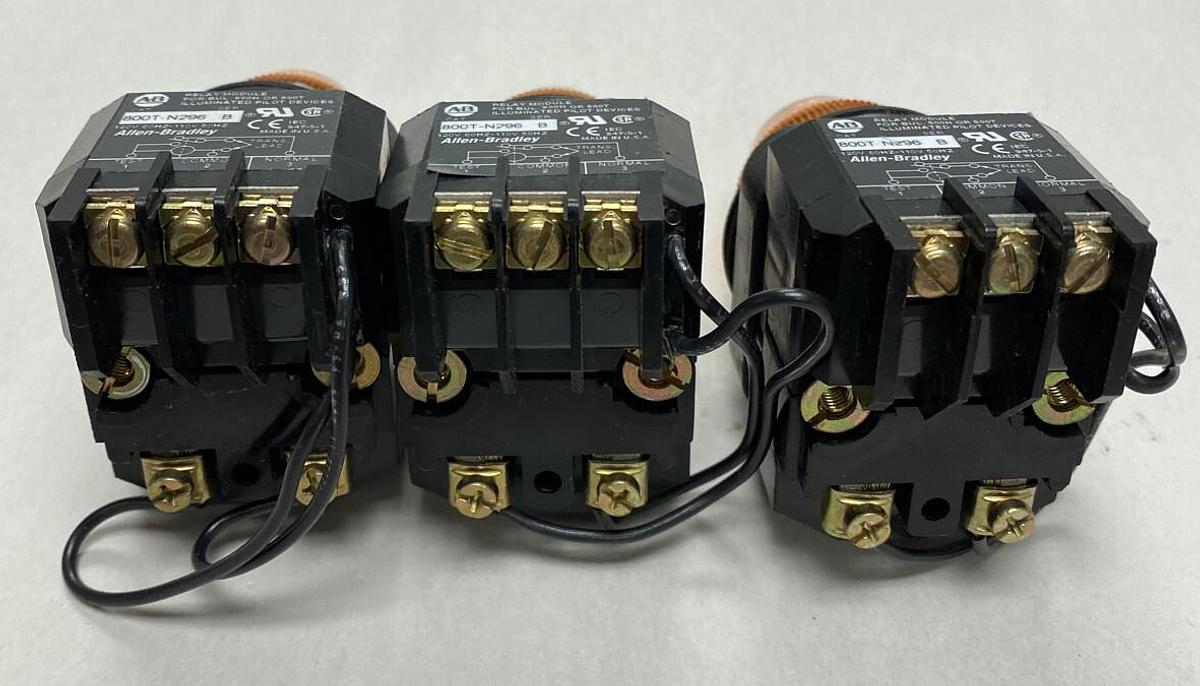 Allen-Bradley,800T-PDT16,Pilot Light W/ 800T-N296 Relay Module Lot of 3