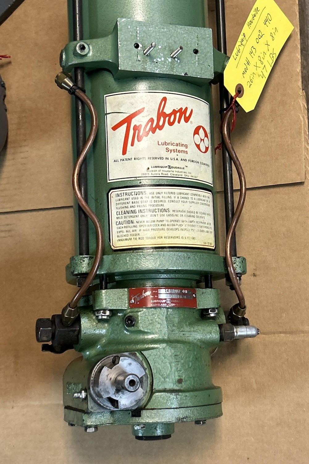 Used LUBRIQUIP HOUDAILLE,143002440,LUBRICATING PUMP