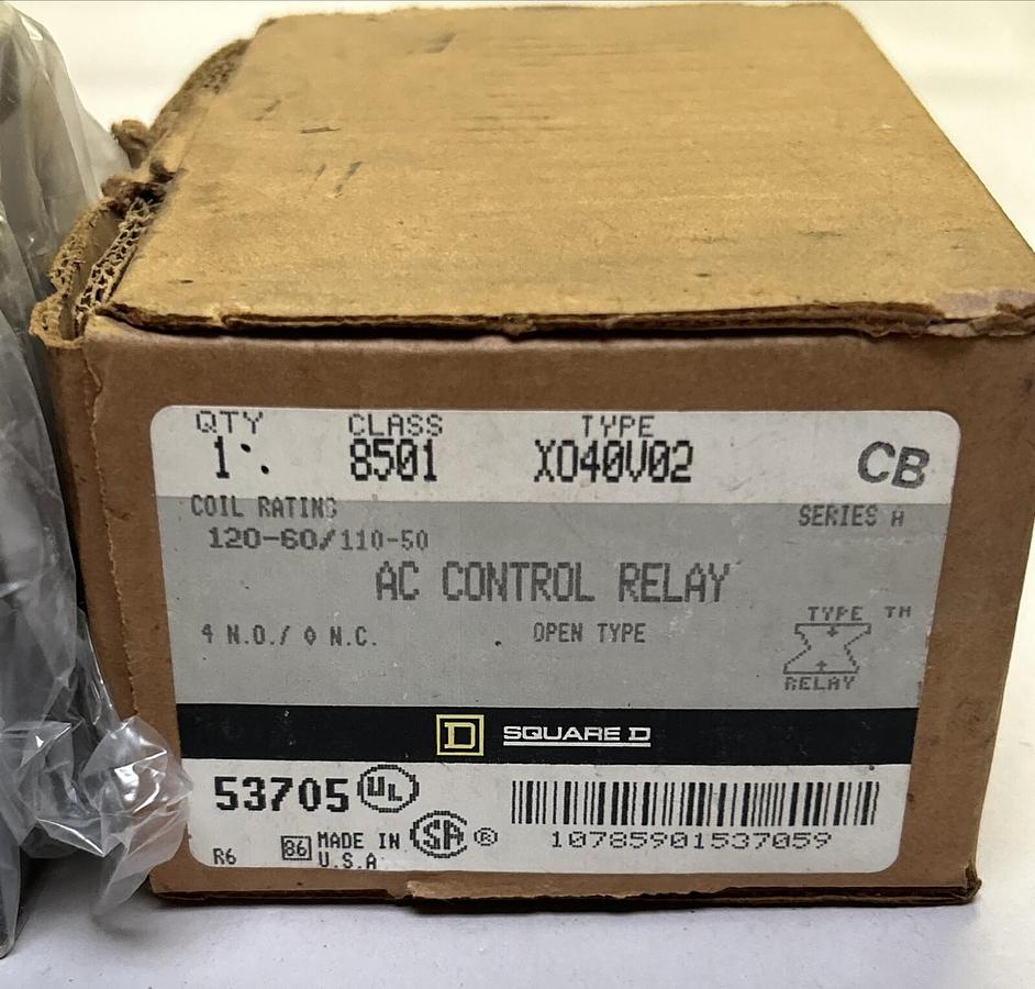 Used SQUARE D,8501X040V02,CONTROL RELAY NEW