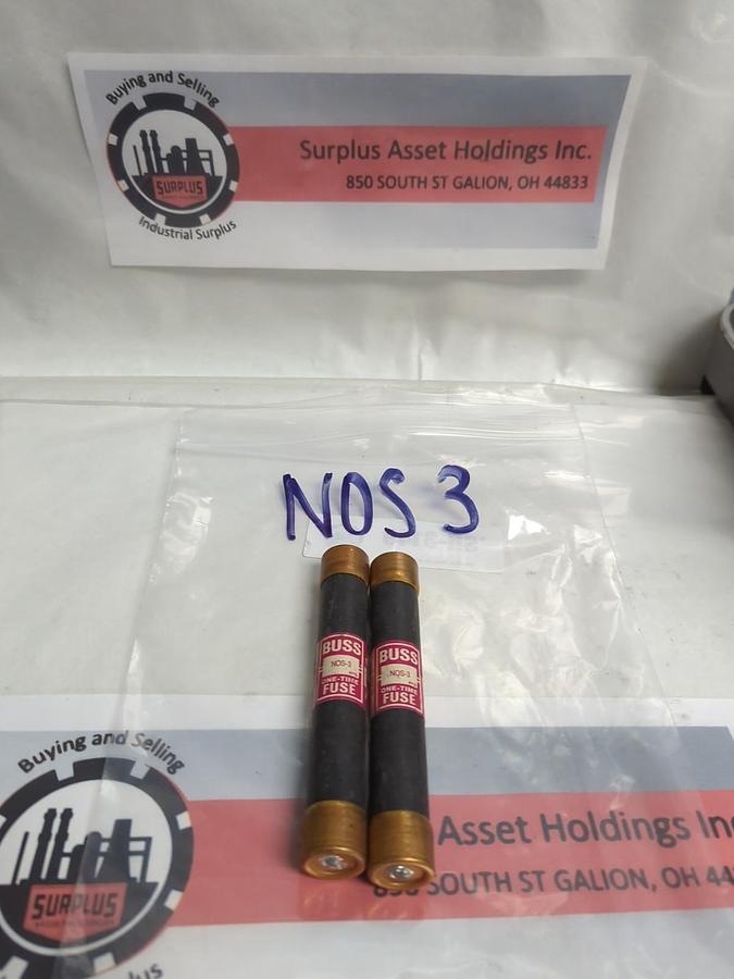 Used COOPER BUSSMANN,NOS 3,ONE-TIME 3 AMP FUSE LOT OF 2 PRE-OWNED