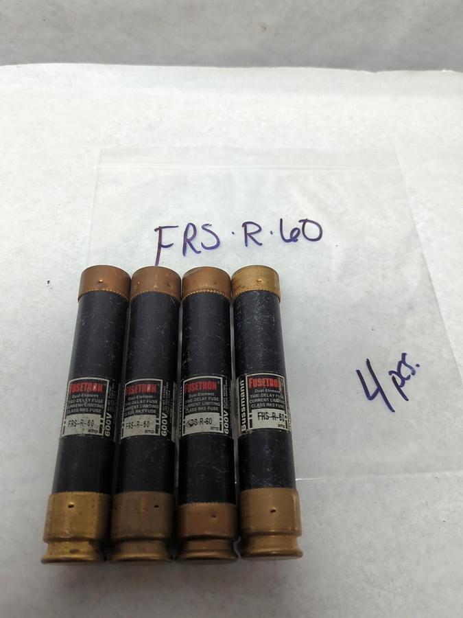Used COOPER BUSSMANN,FRS-R-60,FUSETRON 60 AMP FUSE LOT OF 4 PRE-OWNED
