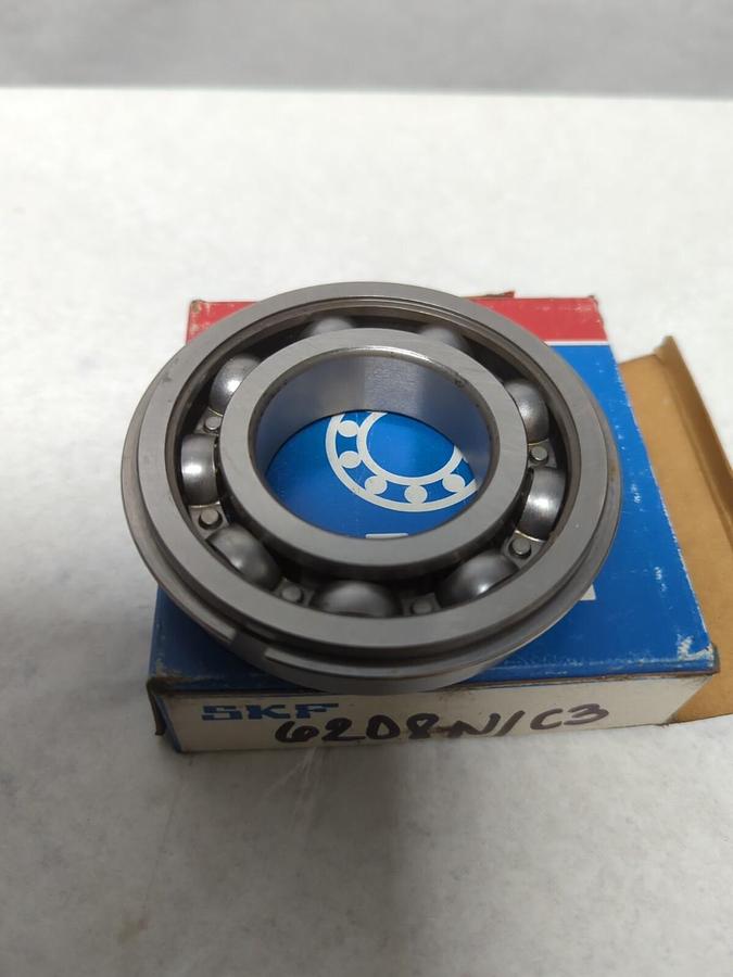 SKF,6208N/C3,DEEP GROOVE BALL BEARING WITH SNAP RING NOS