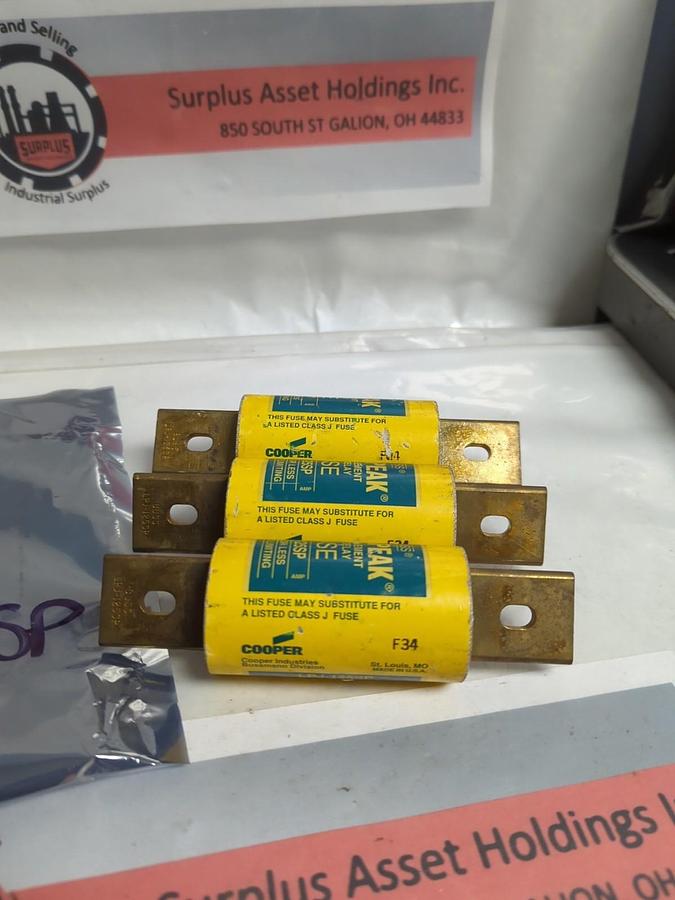 Used COOPER BUSSMANN,LPJ-125SP,LOW-PEAK FUSE 125 AMP LOT OF 3 PRE-OWNED