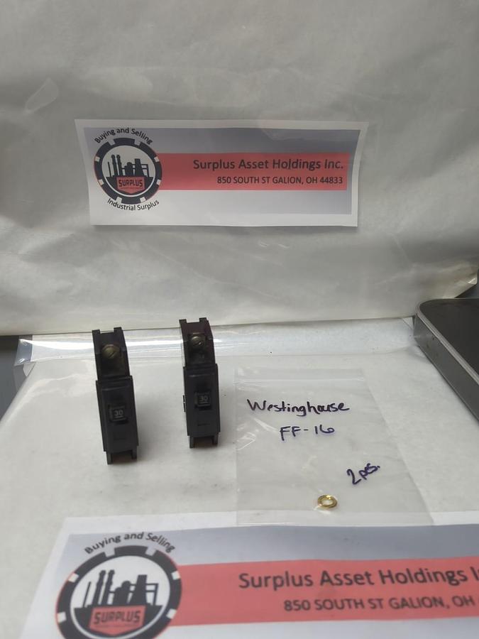 Used WESTINGHOUSE,FF-16,CIRCUIT BREAKER 30 AMP 1-POLE LOT OF 2 PRE-OWNED