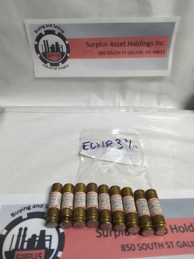 Used RELIAIANCE,ECNR-3-2/10,TIME-DELAY 3-2/10 AMP FUSE LOT OF 9 PRE-OWNED