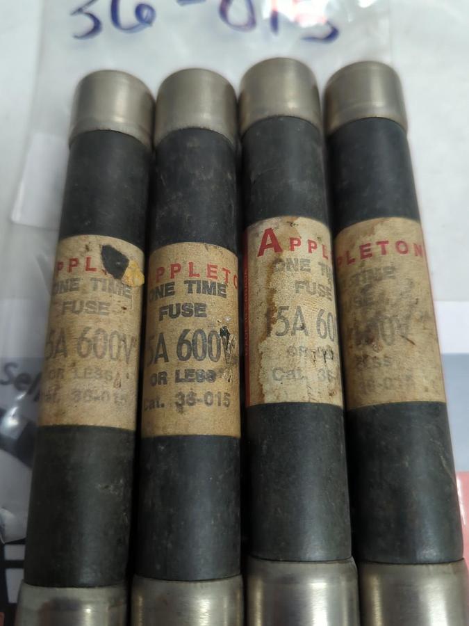 Used APPLETON,36-015,ONE-TIME 15 AMP FUSE LOT OF 4 PRE-OWNED