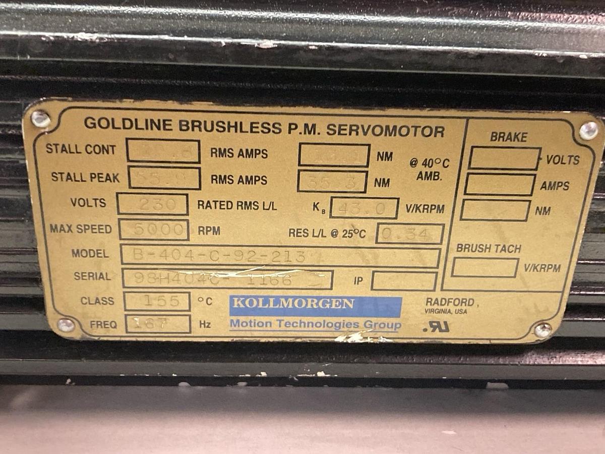 Used Kollmorgen,B-404-C-92-213,Servomotor 230V 500RPM Class 155
