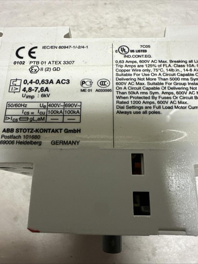 Used ABB,MS325-0.63,Manual Motor Starter