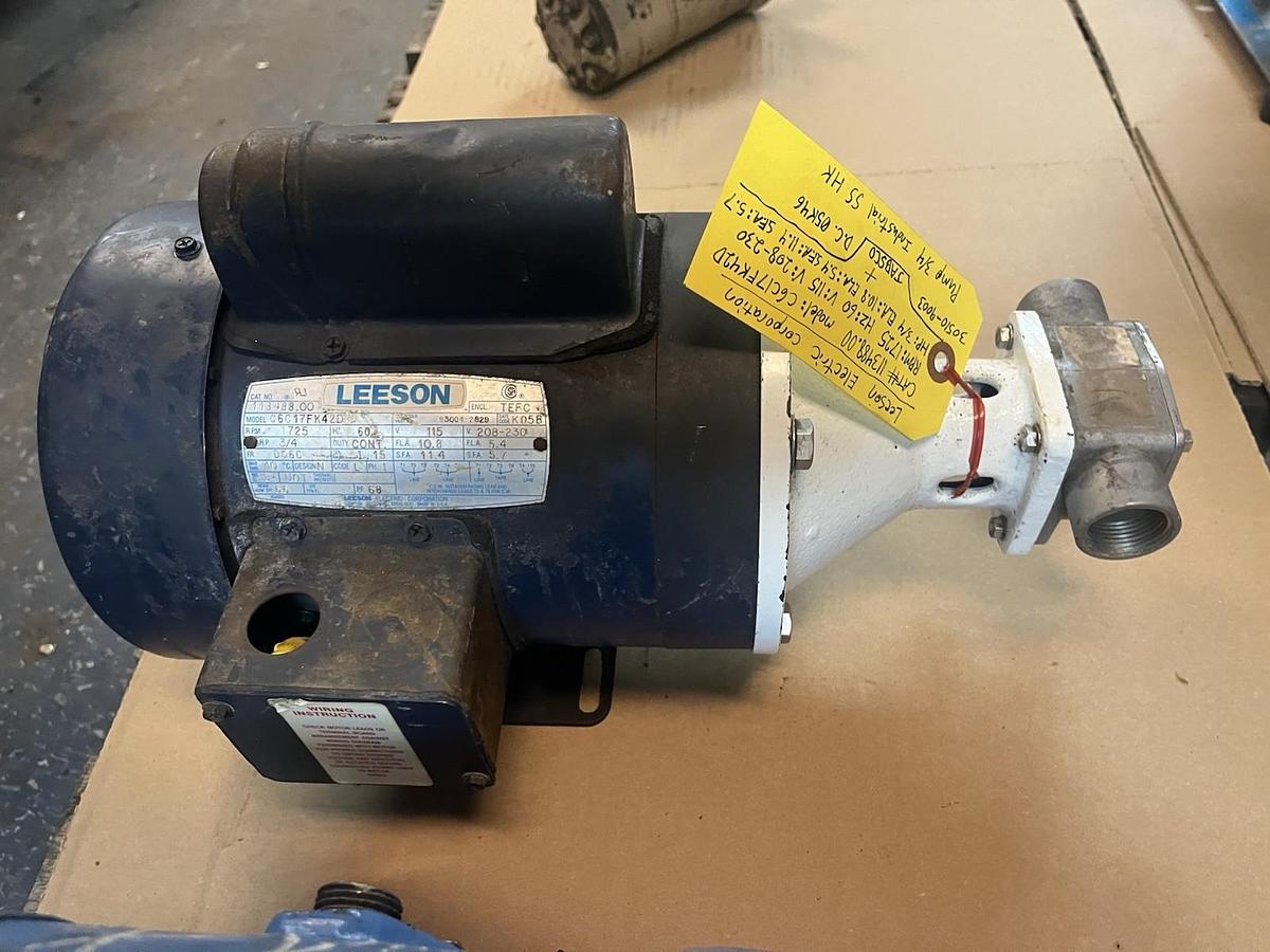 Used ITT,30510-4003,FLEXIBLE IMPELLER PUMP 316SS 3/4" PORTS 3/4HP 1725RPM