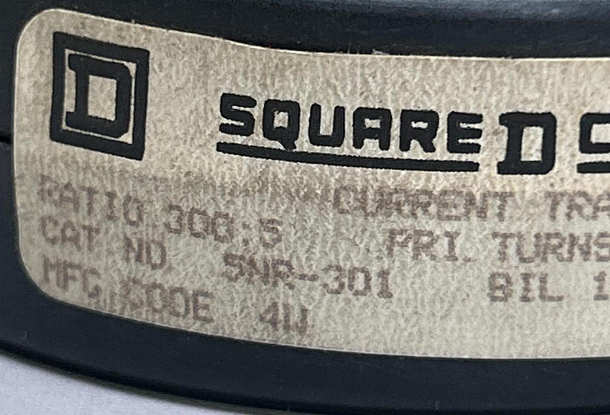 SQUARE D,5NR-301,CURRENT TRANSFORMER 300:5 RATIO NOS
