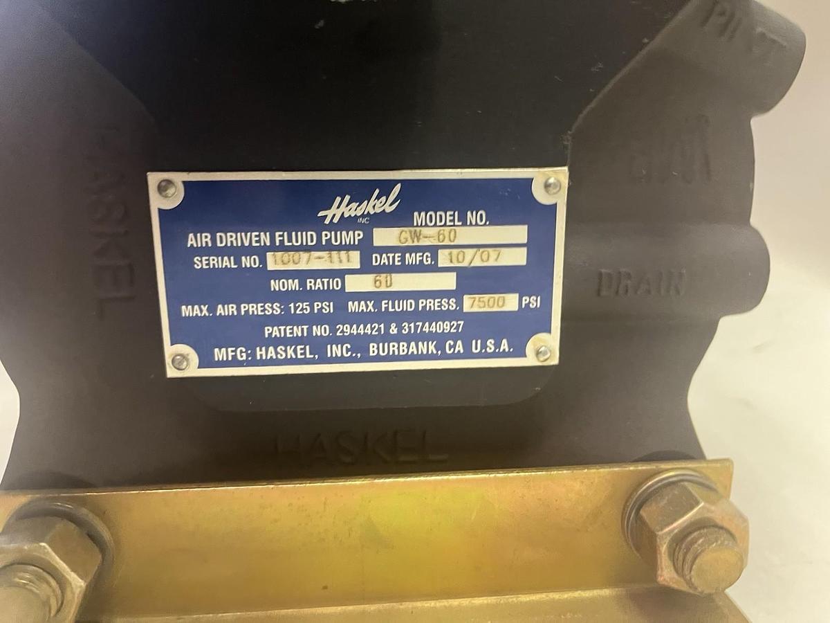 HASKEL,GW-60,AIR DRIVEN FLUID PUMP NOM RATIO 60