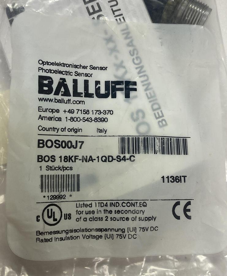 Used BALLUFF,BOS 18KF-NA-1QD-S4-C, PHOTOELECTRIC SENSOR NEW