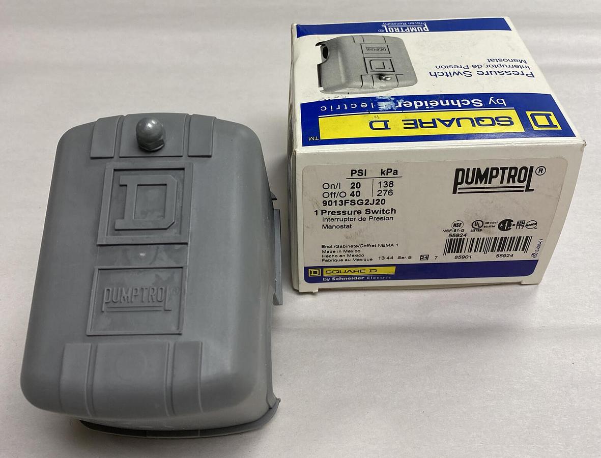 Used Square D,9013FSG2J20,Pressure Switch New