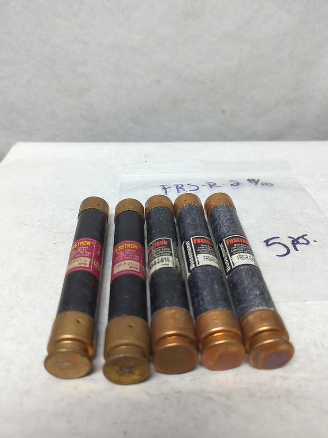 Used COOPER BUSSMANN,FRS-R-2-8/10,FUSETRON 2-8/10 AMP FUSE LOT OF 5 PRE-OWNED