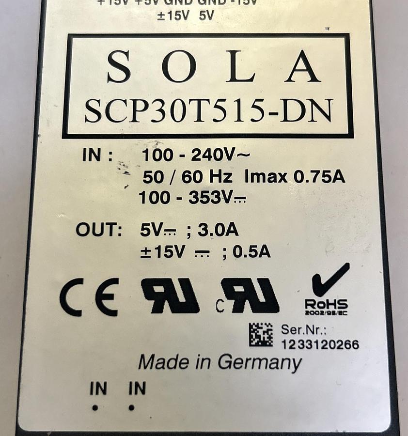 Used EMERSON SOLA,SCP30T515-DN,POWER SUPPLY