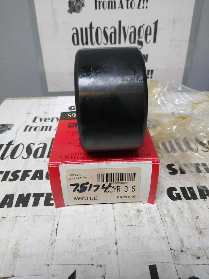 Used MCGILL,CCYR-3-S,YOKE ROLLER 3 IN ROLLER DIA 1 IN BORE 1.75 IN ROLLER WIDTH NOS