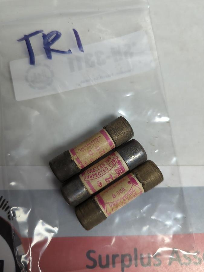 Used GOULD SHAWMUT,TR-1,TRI-ONIC 1 AMP FUSE LOT OF 3 PRE-OWNED