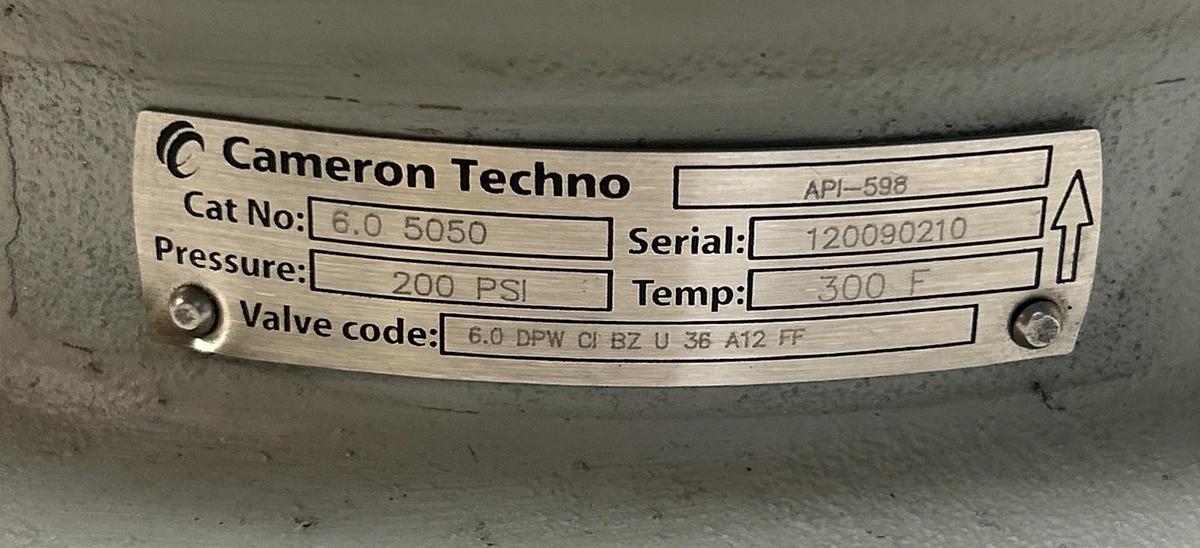 CAMERON TECHNO,6IN 5050,CHECK VALVE 200PSI 300F NOS
