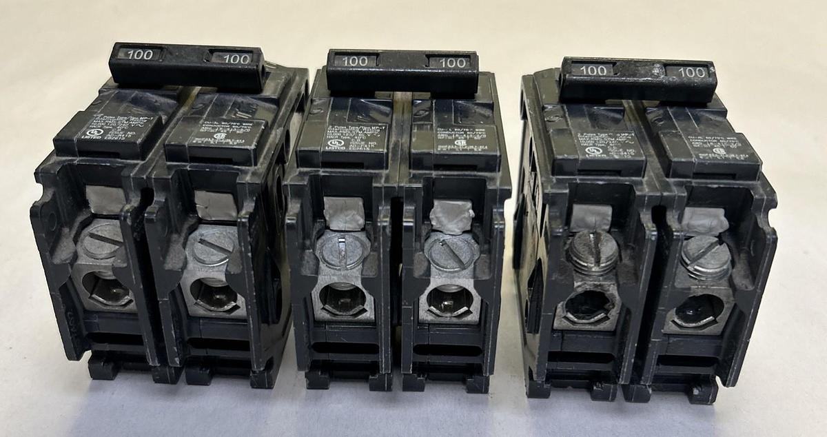 Used MURRAY,MP2100,CIRCUIT BREAKER 100A 120/240V 2P LOT OF 3