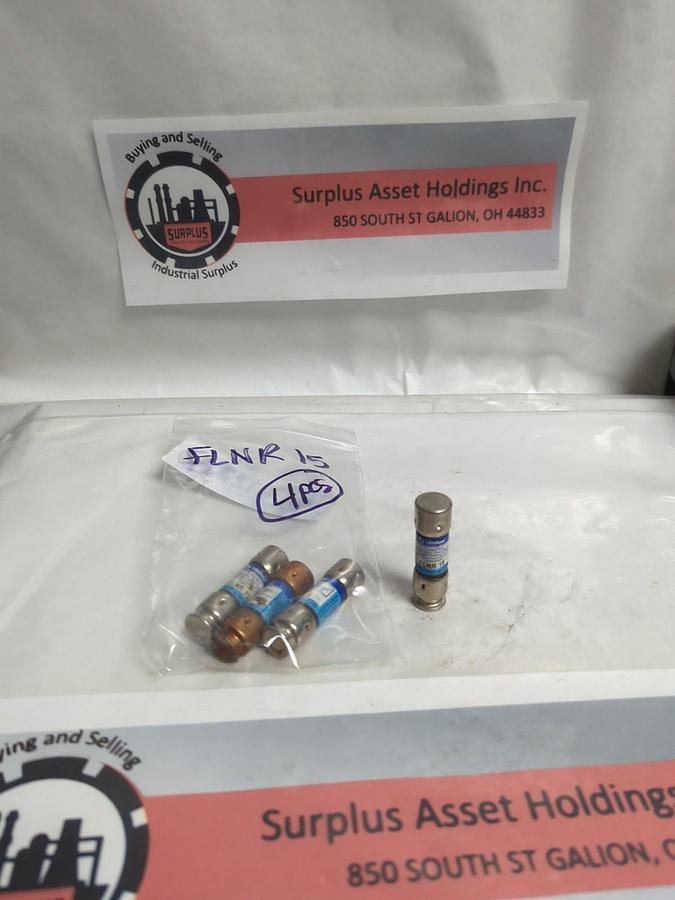 Used LITTELFUSE,FLNR15,TIME-DELAY 15 AMP FUSE LOT OF 4 PRE-OWNED