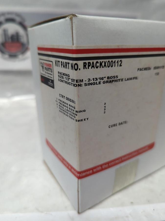 FISHER PARTS,RPACKX00112,PACKING SIZE 1/2" STEM-2-13/16" BOSS SINGLE GRAPHITE