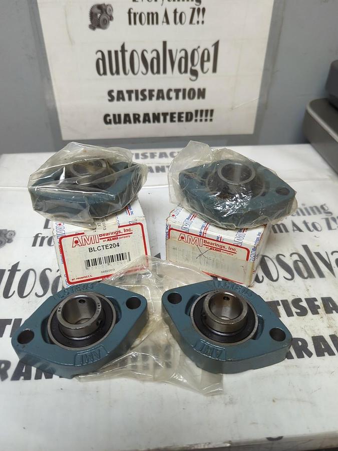 AMI BEARINGS,BLCTE204,FLANGE MOUNT BEARING 2-BOLT BASE 20MM BORE LOT OF 4 NOS