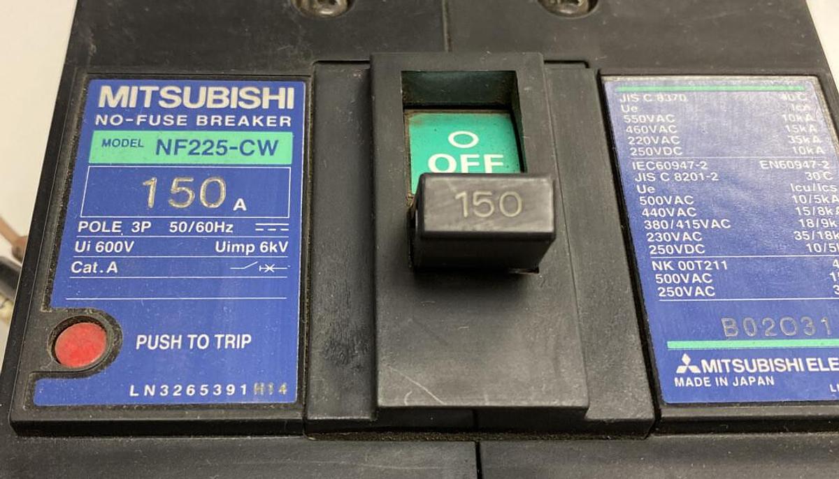 Used Mitsubishi,NF225-CW,Circuit Breaker 150A 600V 3P