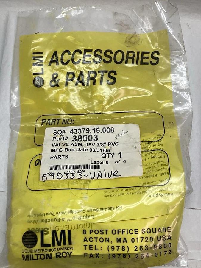 Used LMI,Part 38003,Valve Assembly 4FV 3/8"