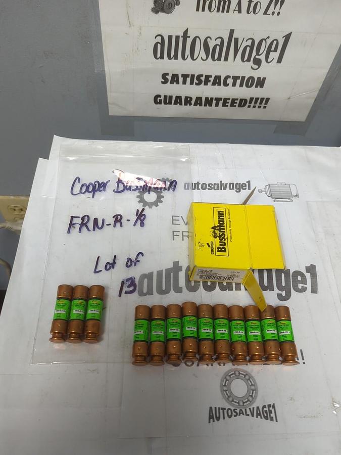 COOPER BUSSMANN,FRN-R-1/8,FUSETRON 1/8 AMP FUSES LOT OF 13 NEW