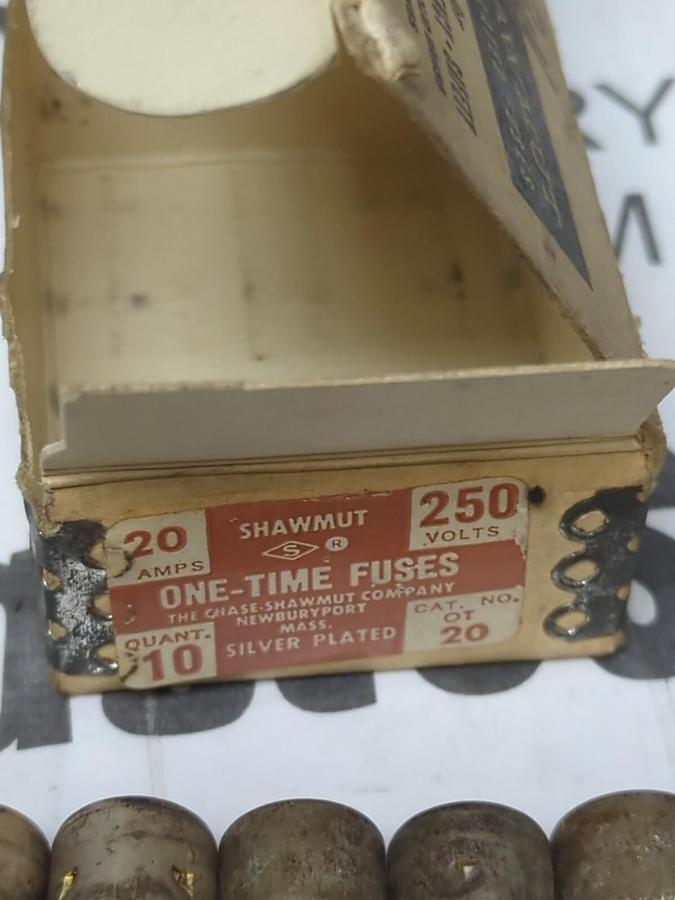 GOULD SHAWMUT,OT20,ONE TIME 20 AMP FUSES BOX OF 10 NOS