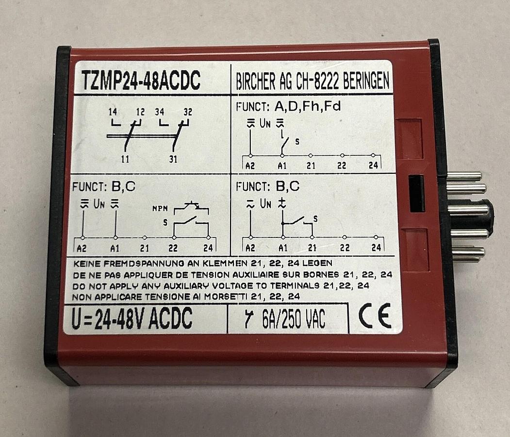 Used BIRCHER,TZMP-24-48ACDC,TIME DELAY RELAY NEW