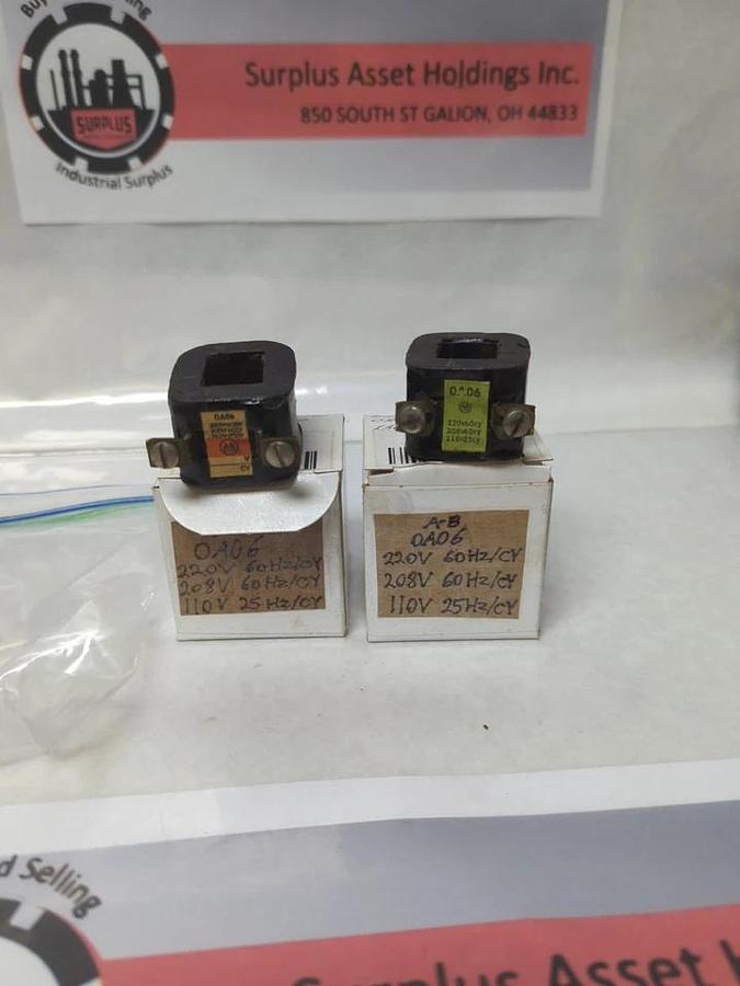 Used ALLEN BRADLEY,0A06,SIZE 0 COIL 220V PRE-OWNED LOT OF 2