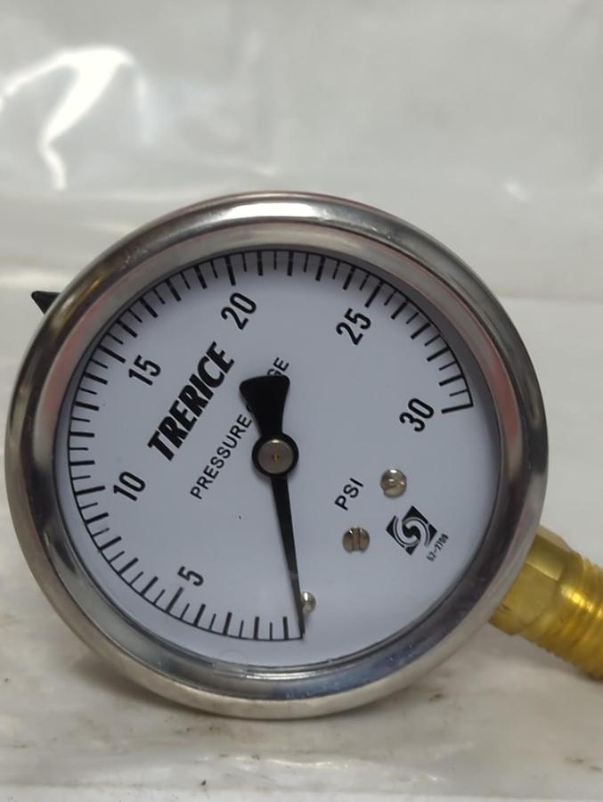 Used TRERICE,0-30,PRESSURE GAUGE 0-30PSI 1/4 NPT LM PRE-OWNED