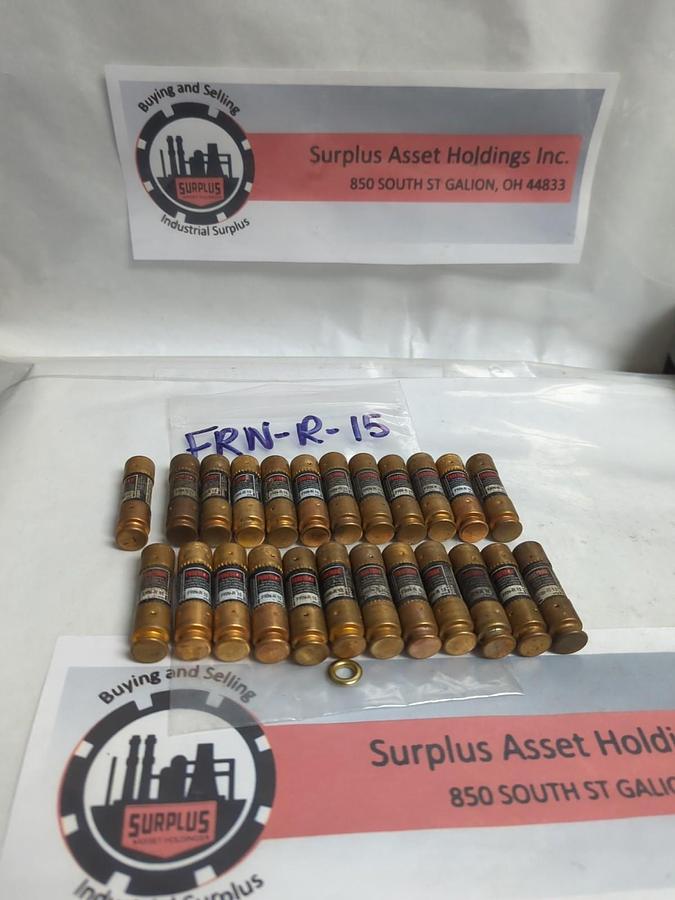 Used COOPER BUSSMANN,FRN-R-15,FUSETRON 15 AMP FUSE LOT OF 24 PRE-OWNED