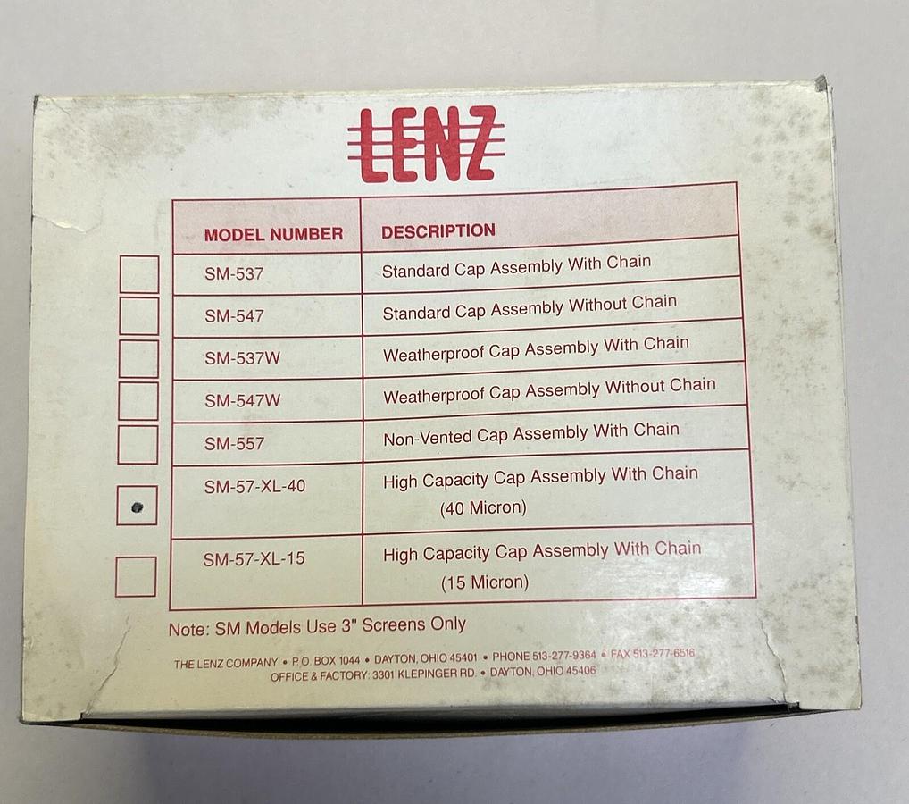 LENZ,SM-57-XL-40,HIGH CAPACITY CAP ASSEMBLY NOS
