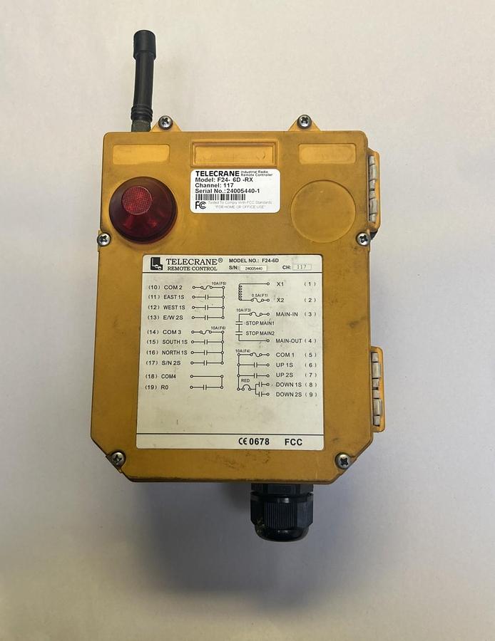 Used TELECRANE,F24-6D-RX,RADIO REMOTE CONTROLLER