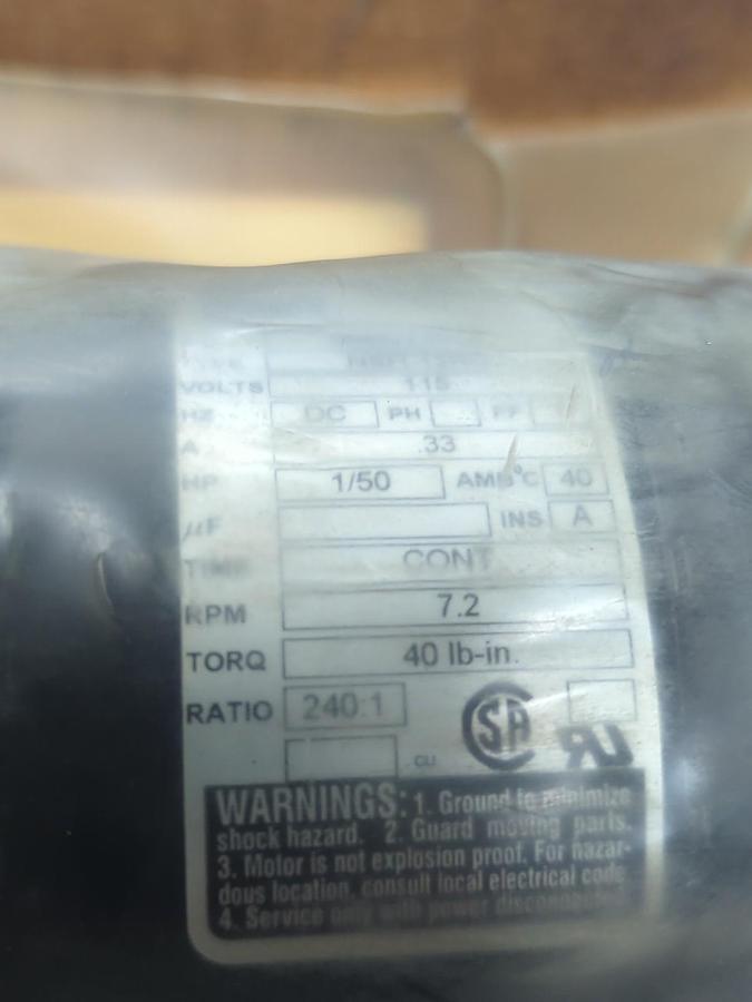 BODINE,NSH-12RG,ELECTRIC GEAR MOTOR 115V 1/50HP 7.2 RPM NOS