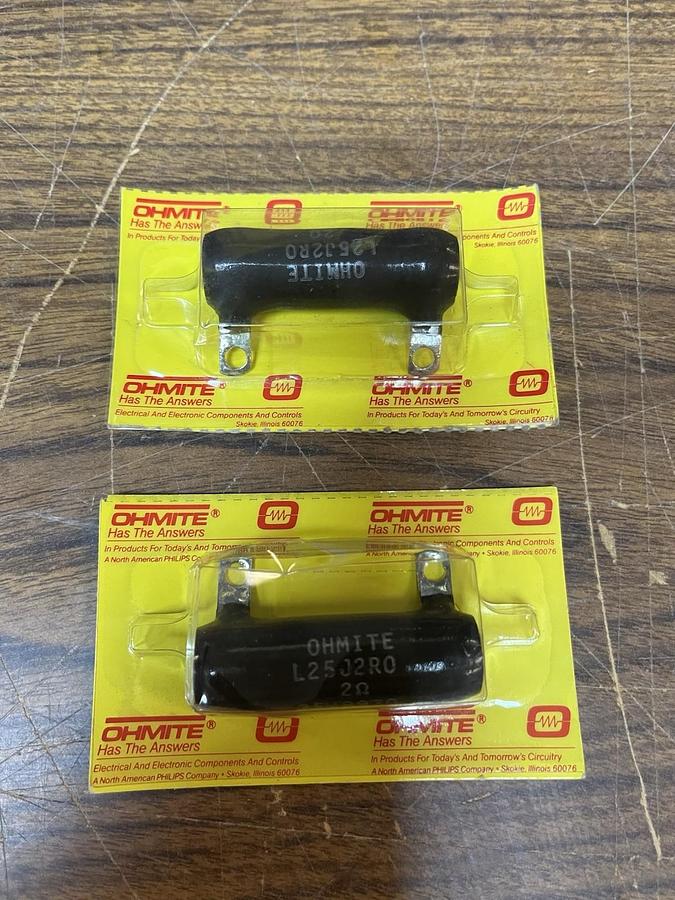 OHMITE,L25J2R0,TYPE 270 FIXED RESISTOR 25 WATT 2 OHMS LOT OF 2