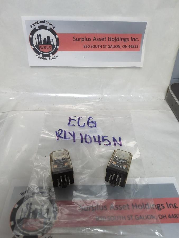 Used PHILLIPS ECG,RLY1045N,PLUG IN RELAY 8-PIN 10A LOT OF 2 PRE-OWNED
