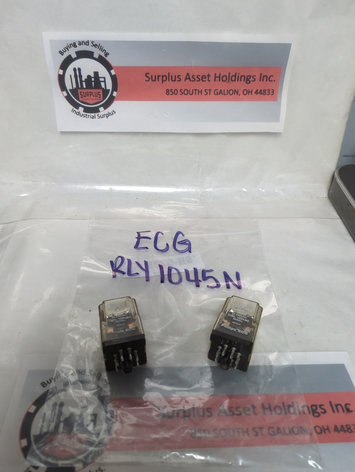 Used PHILLIPS ECG,RLY1045N,PLUG IN RELAY 8-PIN 10A LOT OF 2 PRE-OWNED