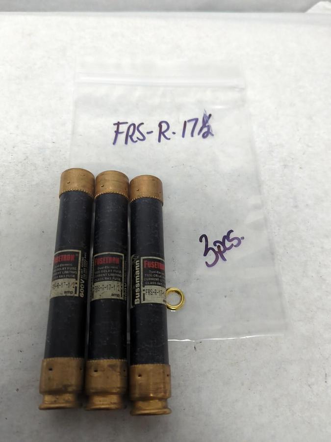 Used COOPER BUSSMANN,FRS-R-17-1/2,FUSETRON 17-1/2 AMP FUSE LOT OF 3 PRE-OWNED