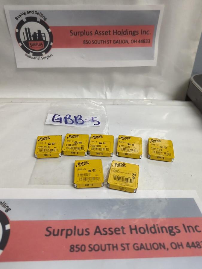 COOPER BUSSMANN,GBB-5,FAST ACTING 5 AMP FUSE LOT OF 35 NOS