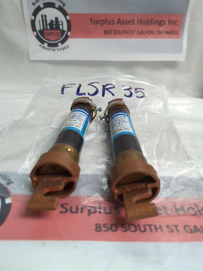 Used LITTELFUSE,FLSR35,POWR-GARD 35 AMP FUSE LOT OF 2 WITH REDUCERS PRE-OWNED