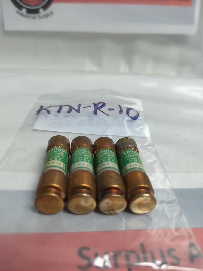 Used COOPER BUSSMANN,KTN-R-10,LIMITRON 10 AMP FUSE LOT OF 4 PRE-OWNED