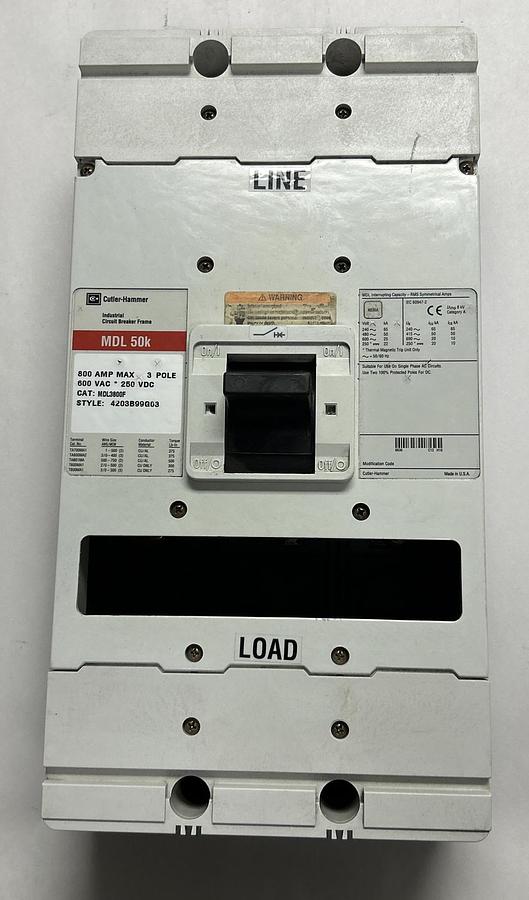 CUTLER-HAMMER,MDL3800F,CIRCUIT BREAKER FRAME 800A 600V 3P NEW