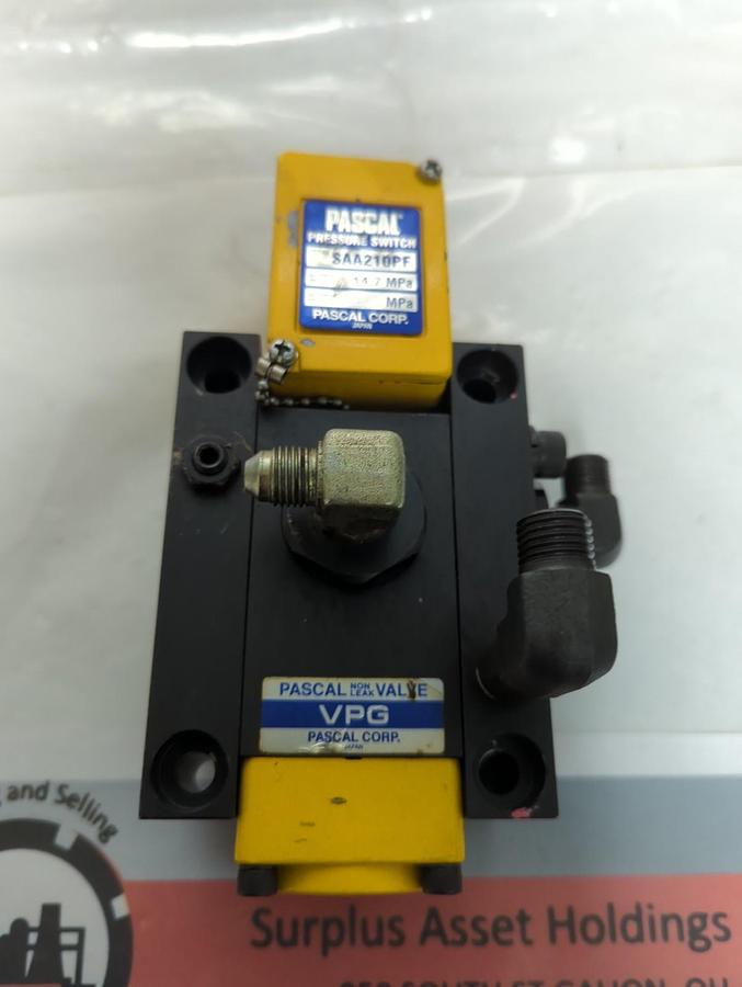 Used PASCAL,SAA210PF/VPG,PRESSURE SWITCH-NON LEAK VALVE ASSEMBLY PRE-OWNED