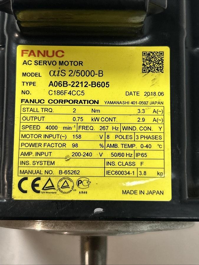 FANUC,A06B-2212-B605,AC SERVO MOTOR NOS