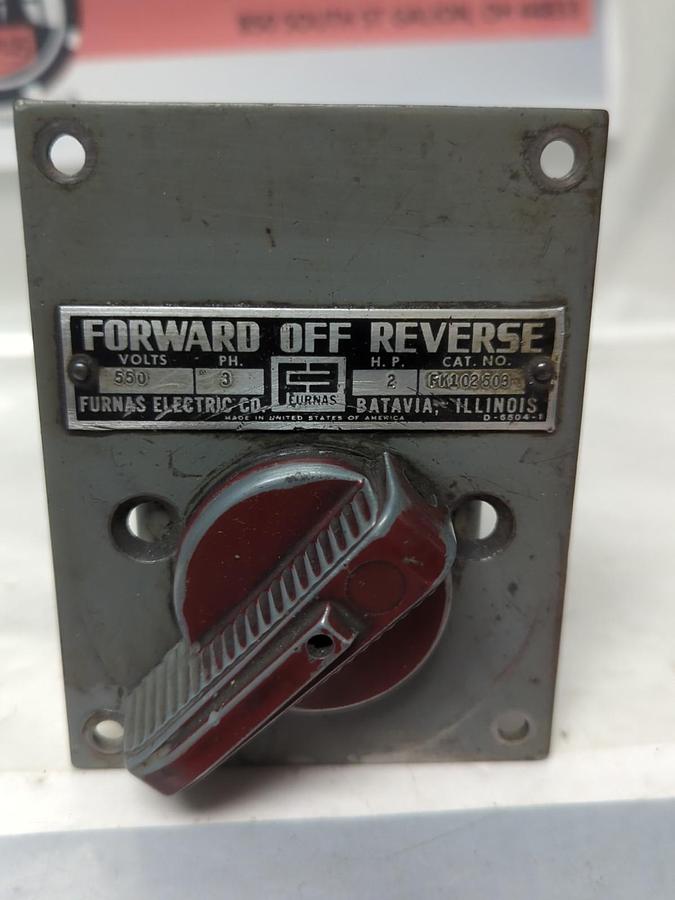 Used FURNAS,FK102503,FOWARD/REVERSE SWITCH 550V H.P. 2 PH.3 PRE-OWNED